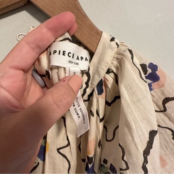 APIECE APART Cream Abstract Floral Cotton Mini Dress Medium - Picture 11 of 11